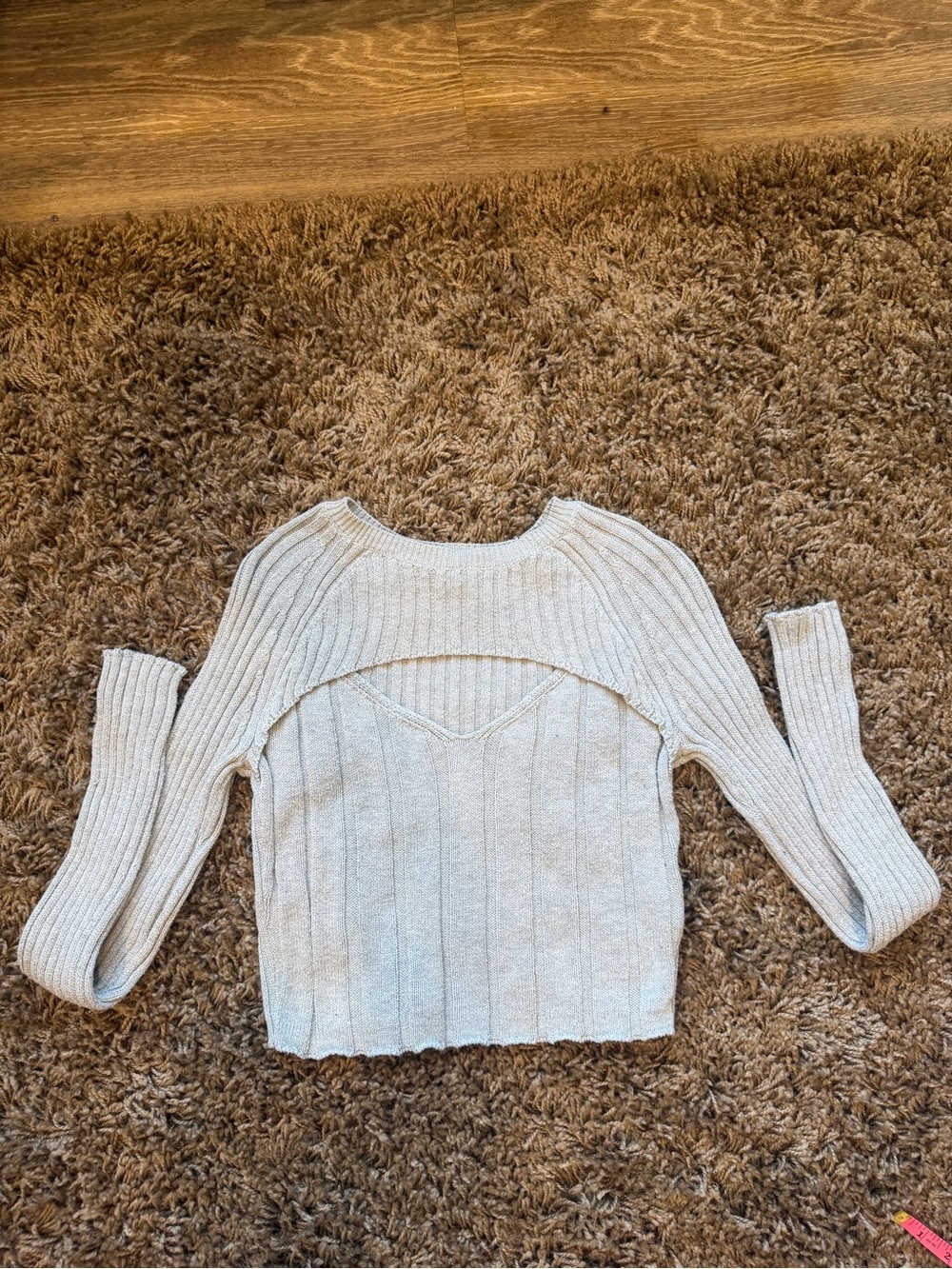 Aeropostale Ribbed Keyhole Sweater Heather Grey S